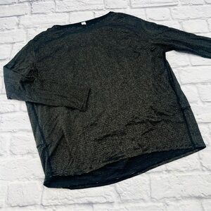 Lululemon Athletica Black and Gold Striped Top Size 2 Long Sleeve Relaxed Fit